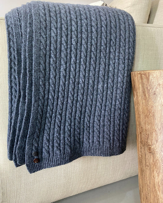 Cable knit cashmere throw
